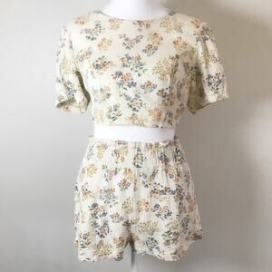 en;semble Floral Cotton Two-Piece Set Crop Top & Shorts S